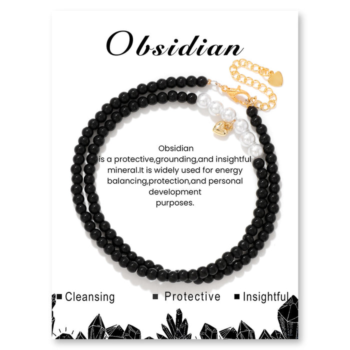 Wholesale 4mm stone bead necklace with heart pendant a choker style necklace