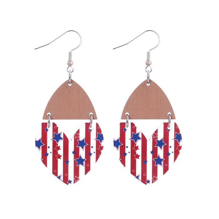 Wholesale Star earrings with striped heart-shaped acrylic patchwork earrings and earrings