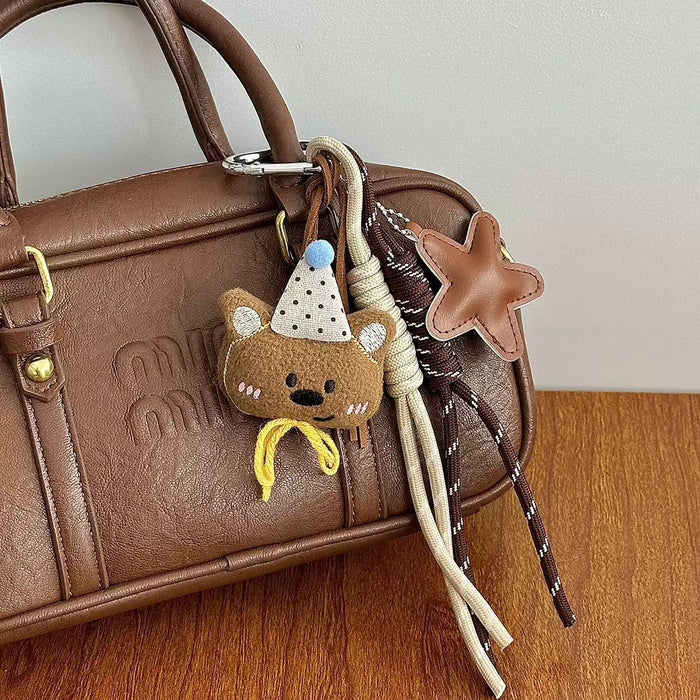 Wholesale Cute Plush Bear Bag Pendant Mountaineering Rope Hand Rope Cartoon Doll Hanging Car Keychain