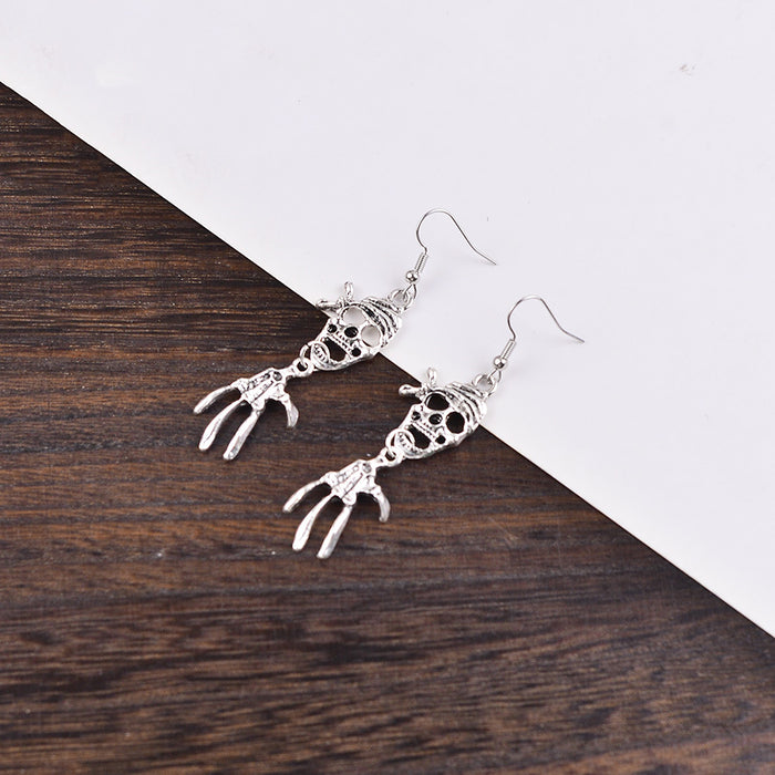 Wholesale Retro funny  palm skull pendant earrings personality fun all-match earrings