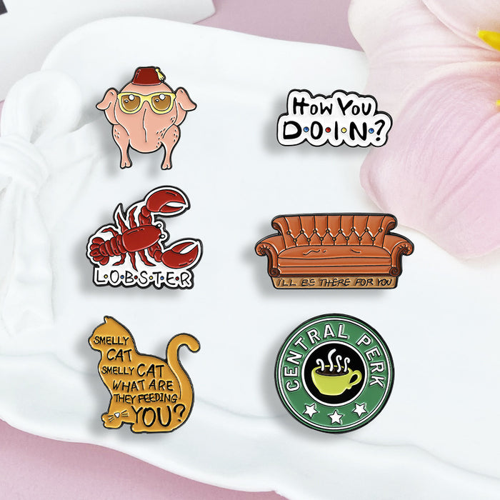 Wholesale Modern Cartoon Cat Sofa Letter Brooch Pin Zinc Alloy Casual Fashion Accessory MOQ≥2