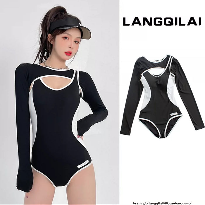 Wholesale Swimsuit long sleeved sun protection one-piece hot spring high-end swimsuit