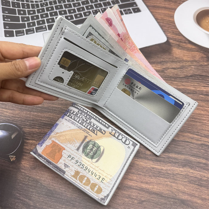 Wholesale Retro Dollar Bill Gold Pattern Men' s Wallet Fashion Accessory Gift MOQ≥2