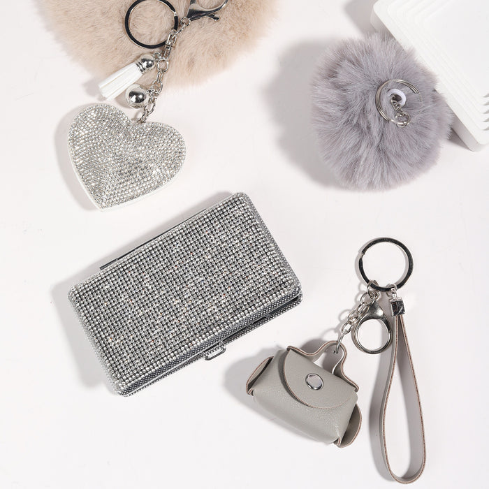 Wholesale Chic Light Blue Leather Keychain With Heart Pendant And Pom Pom Fashion Accessory For Bag Or Key Gift Boutique Resale