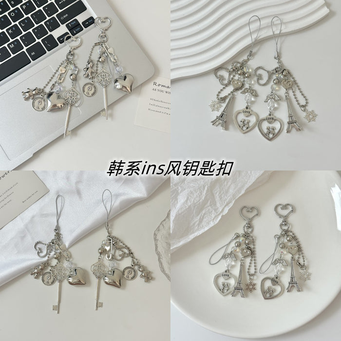 Wholesale Peach Heart Keychain Women's Exquisite Love Key Pendant  Bag Hanging Accessories