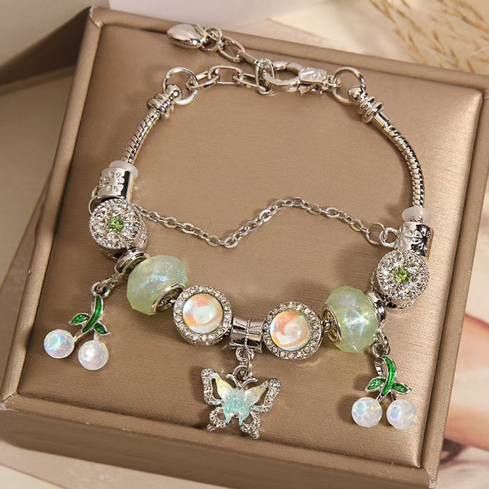 Wholesale Small niche luxury style bracelet with butterfly cherry pendant bracelet