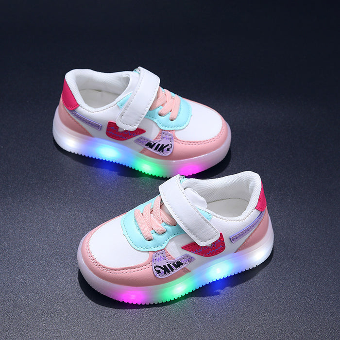 Wholesale Boys' Sports Shoes Korean Version Velcro Soft Soled Children's Board Shoes Girls' LED Illuminated Shoes Trendy JDC-KS-GS004