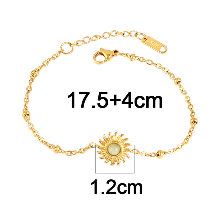 Wholesale Vintage stainless steel natural stone pendant bracelet,  simple and multi-element turquoise bracelet