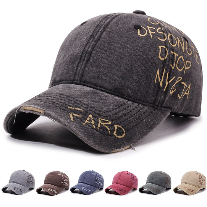Wholesale Retro washed hat, personalized graffiti letter baseball cap, versatile duckbill cap