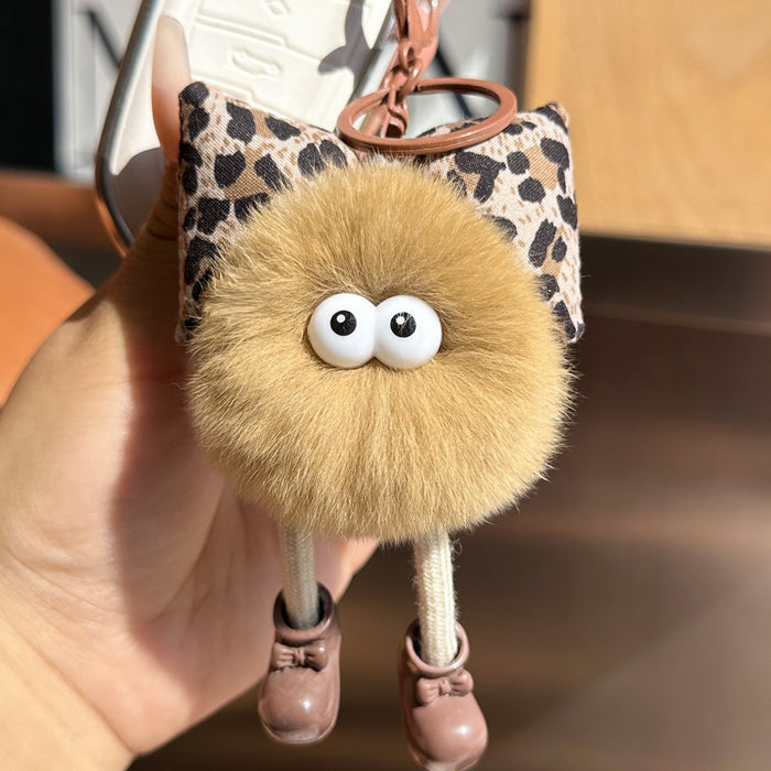 Wholesale Leopard Print Bow Small Charcoal Keychain