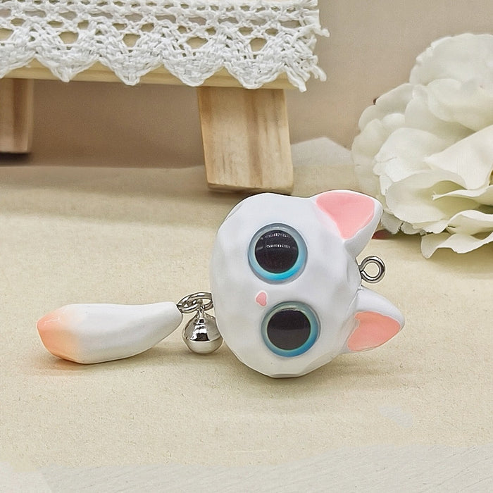 Wholesale Resin Big Eye Cat Head Keychain Stereo Cat Doll Pendant Car Backpack Pendant Small Gift