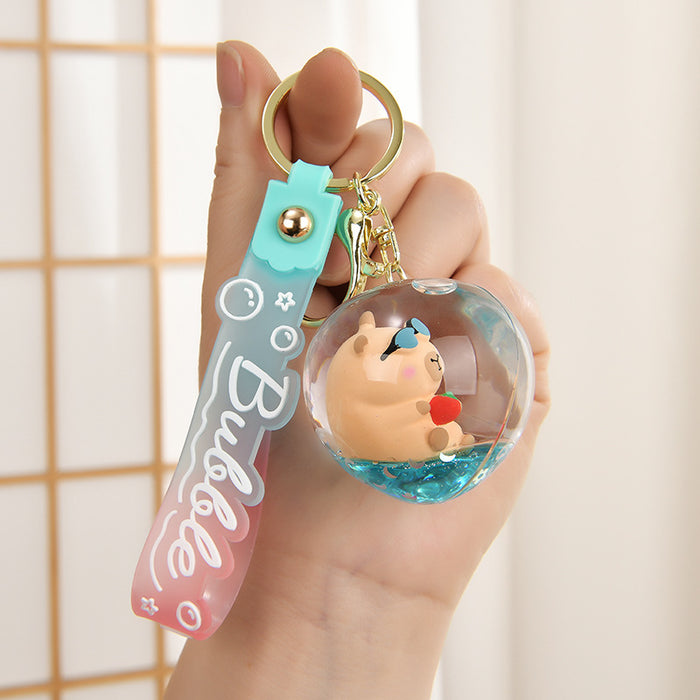 Wholesale Creative Sand Flow Bottle Oil Keychain