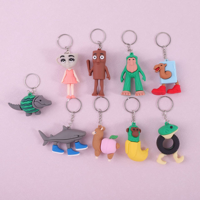 Wholesale Doll keychain funny abstract stick man shark small pendant