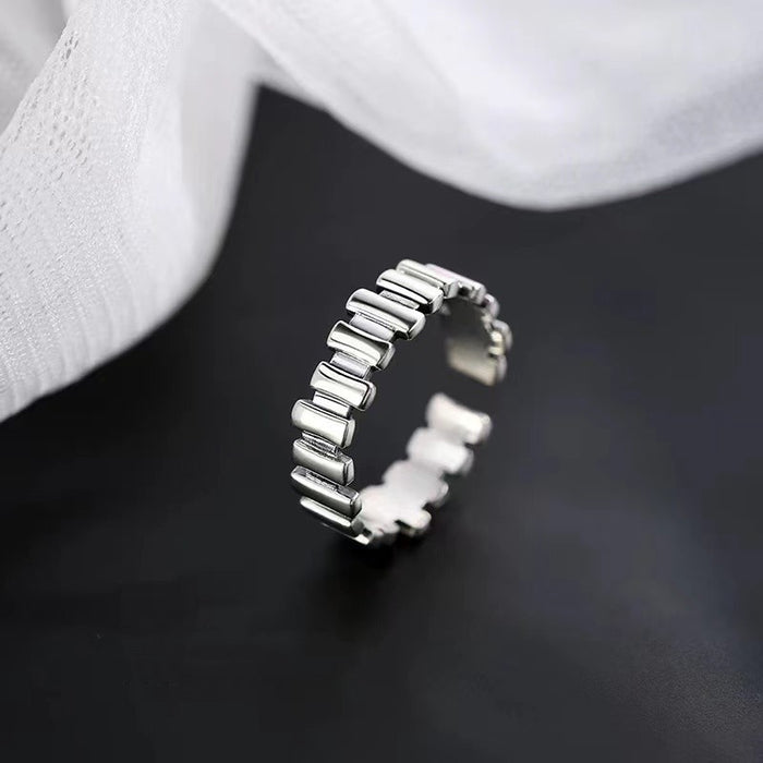 Wholesale Silver plated geometric ring light luxury tail ring plain ring index finger ring niche high-end opening ring