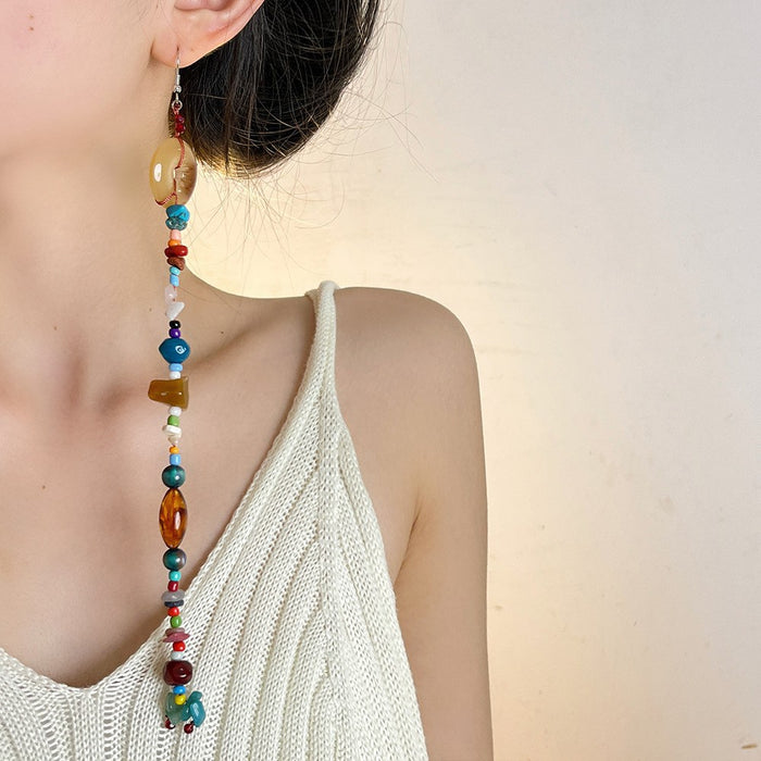 Wholesale  Color Silk Earrings Long Zircon Tassel Earrings