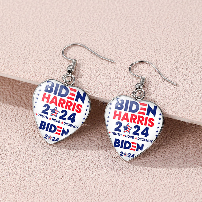 Wholesale Independence Day Stainless Steel Time Gem Love Earrings JDC-ES-KaLu005