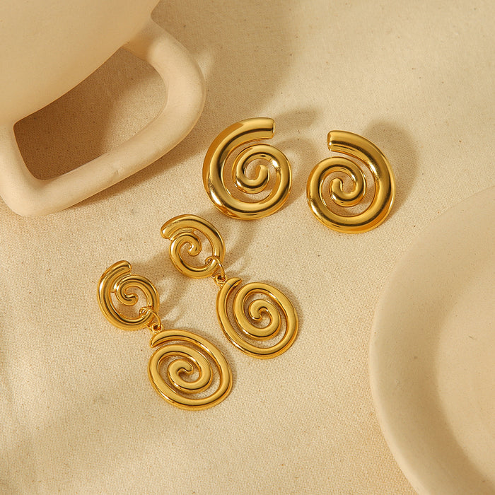 Wholesale Gold Plated Earrings stainless steel geometric spiral earrings