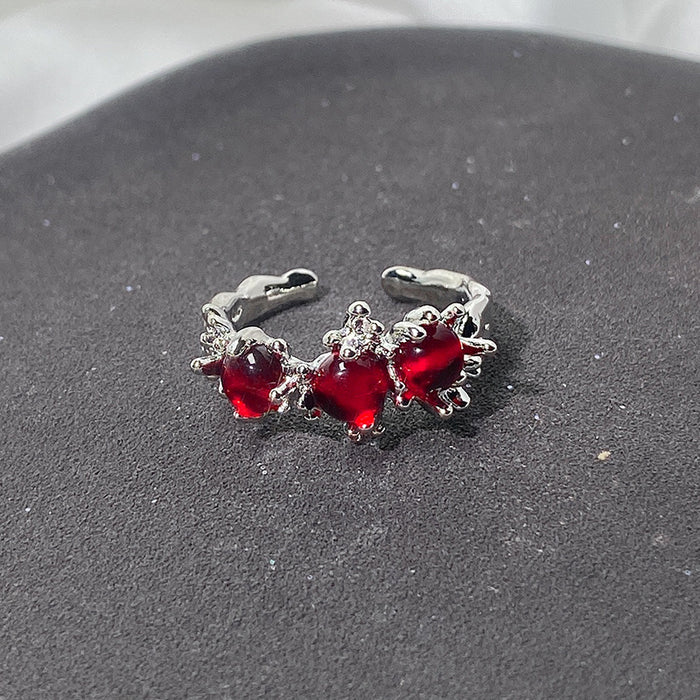 Wholesale Red high-end ring, layered, niche design, personalized ring