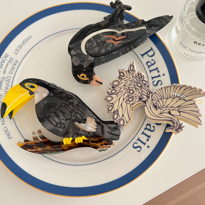 Wholesale Bird acetate clip woodpecker hairpin peacock animal hairpin creative all-match large shark clip hair accessories