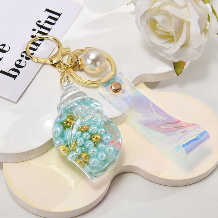 Wholesale Hourglass bottle seaside pearl small seashell keychain