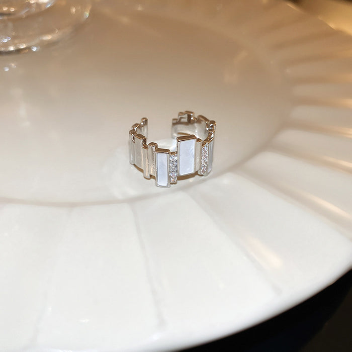 Wholesale Zircon diamond geometric love open ring sweet niche fresh index finger ring fashion high-end jewelry