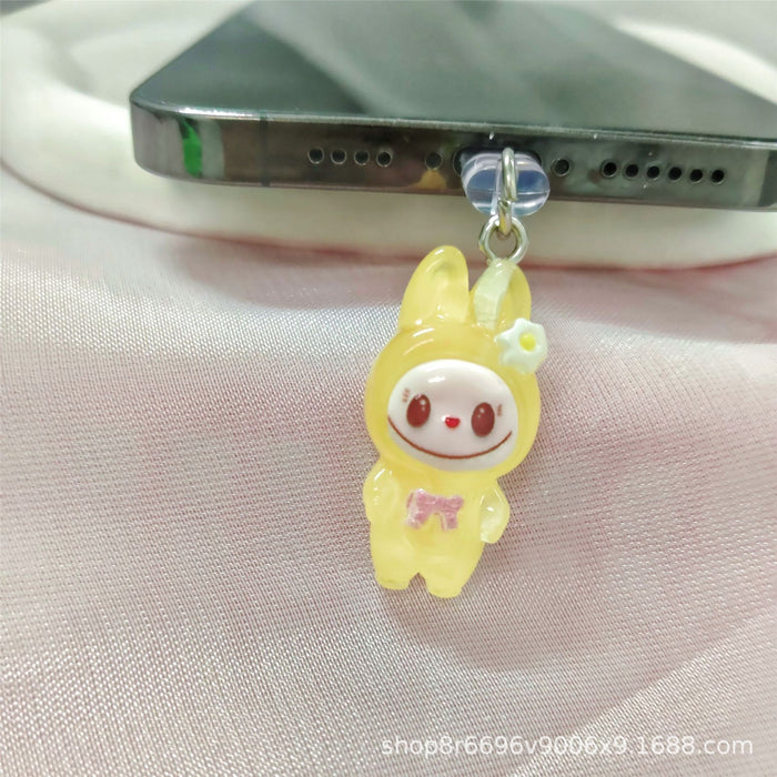 Wholesale Mobile phone dust plug charging port dust cap luminous pull cloth dust plug