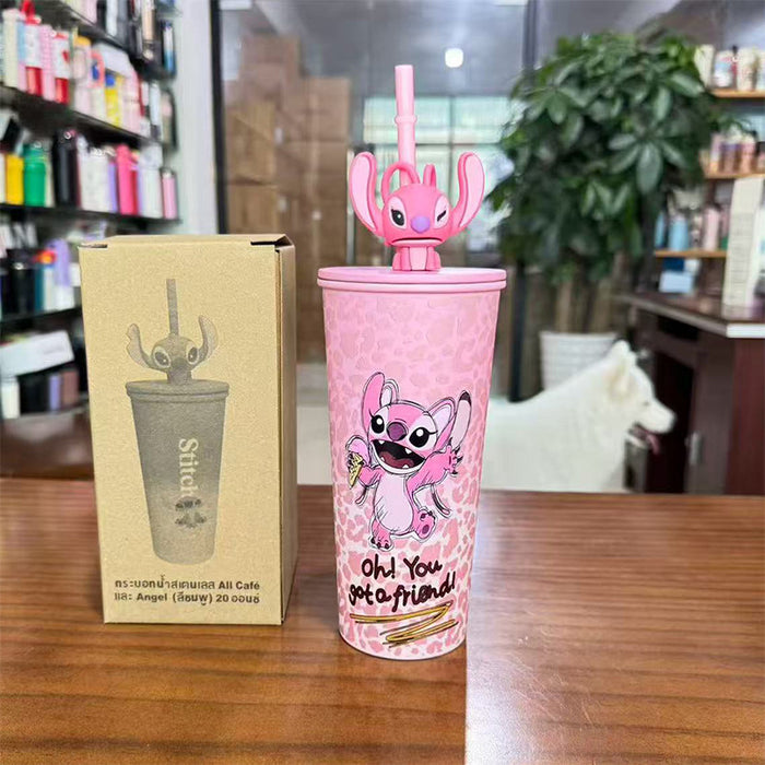 Wholesale Cartoon Large-Capacity Simple Thermos Cup Coffee Cup Portable Car Straw Cup