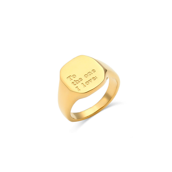 Wholesale English letters ring titanium steel electroplating 18K gold ring ladies jewelry