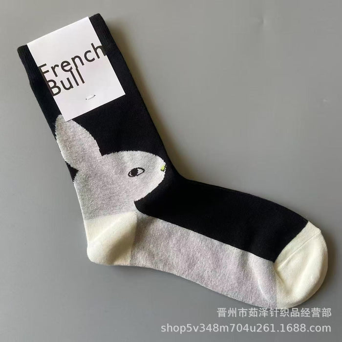 Wholesale Cotton socks, cat flower cactus trendy socks, women's socks, mid tube socks