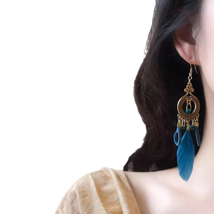 Wholesale Feather earrings, vintage earrings, travel photography earrings