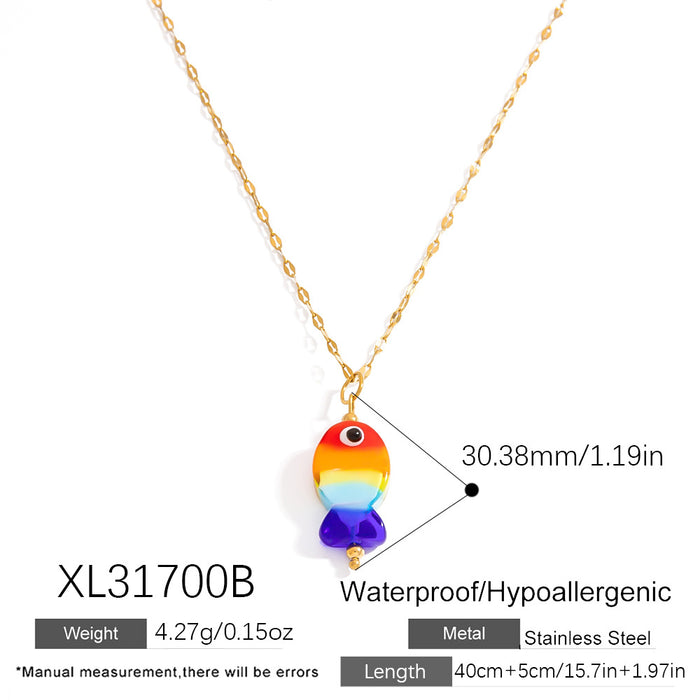 Wholesale Stainless steel necklace with ocean elements, starfish pendant, handmade oil dripping jewelry, fashionable