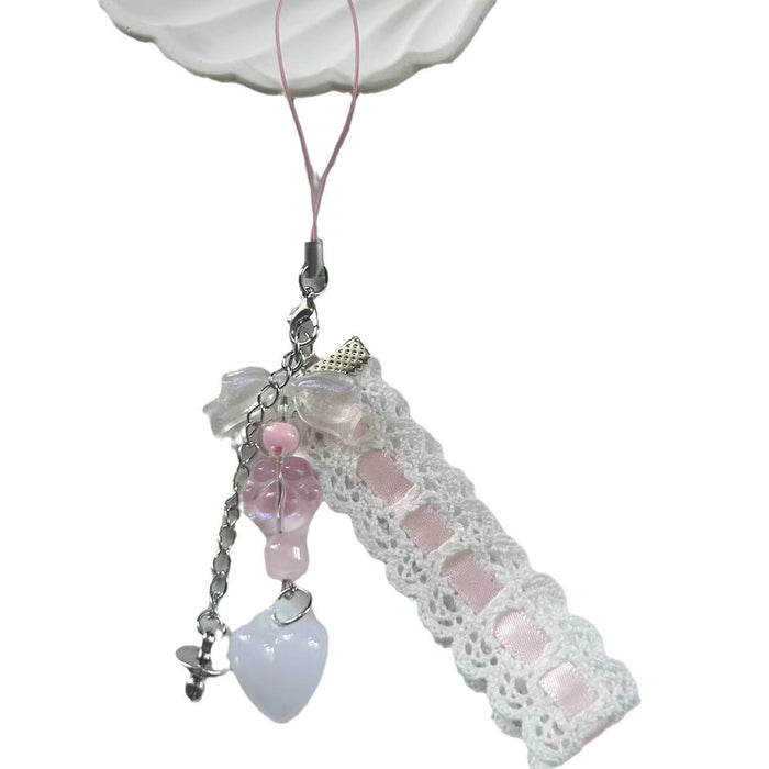 Wholesale Ballet Shoes Original Lace Cat Claw Girl Pink Bow Ribbon Mobile Phone Chain