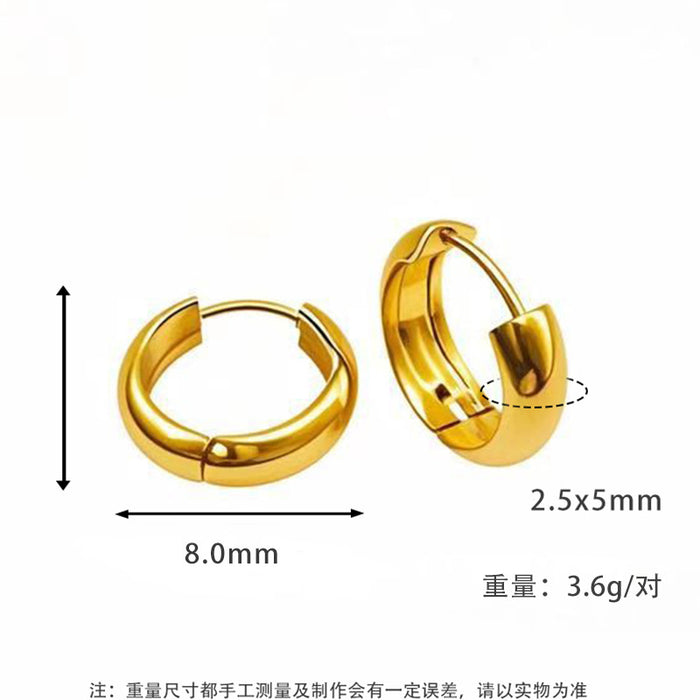 Wholesale Plain ring earrings with a light luxury and high-end feel, non fading titanium steel earrings and jewelry