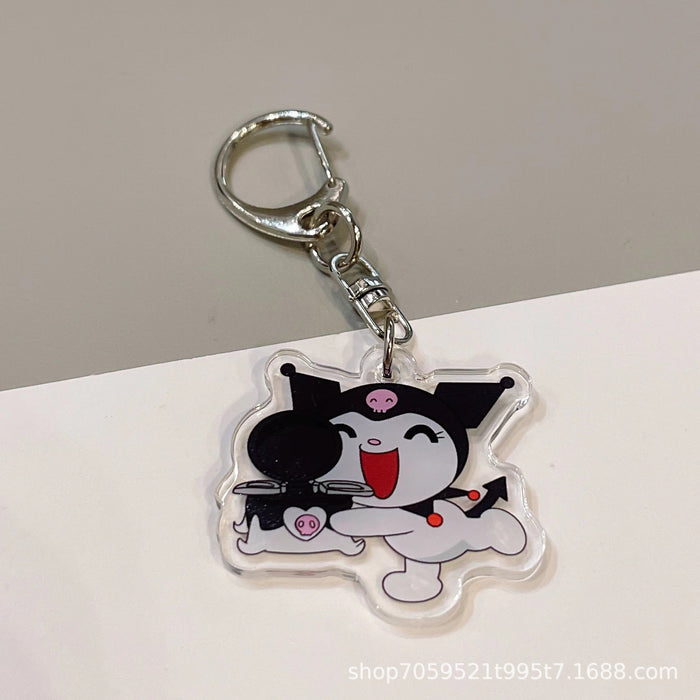Wholesale Double-sided Keychain Cute Cartoon Book Bag Pendant Transparent Pendant Acrylic Keychain for Men and Women