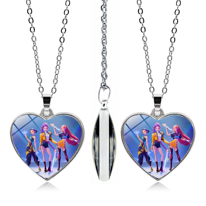 Wholesale Kpop Heart necklace all-match cartoon anime heart-shaped pendant fashion clothing wool chain necklace jewelry