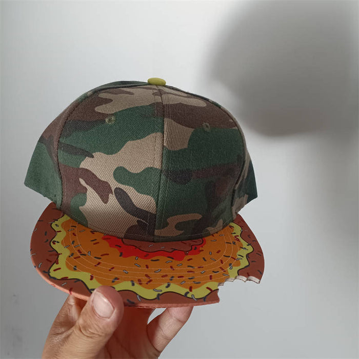 Wholesale Flat brimmed baseball cap with a flat brim and a gap in the light panel