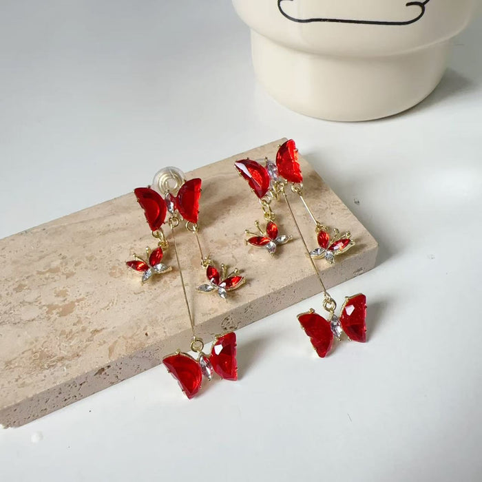 Wholesale Butterfly earrings, light luxury temperament, simple and long tassel earrings