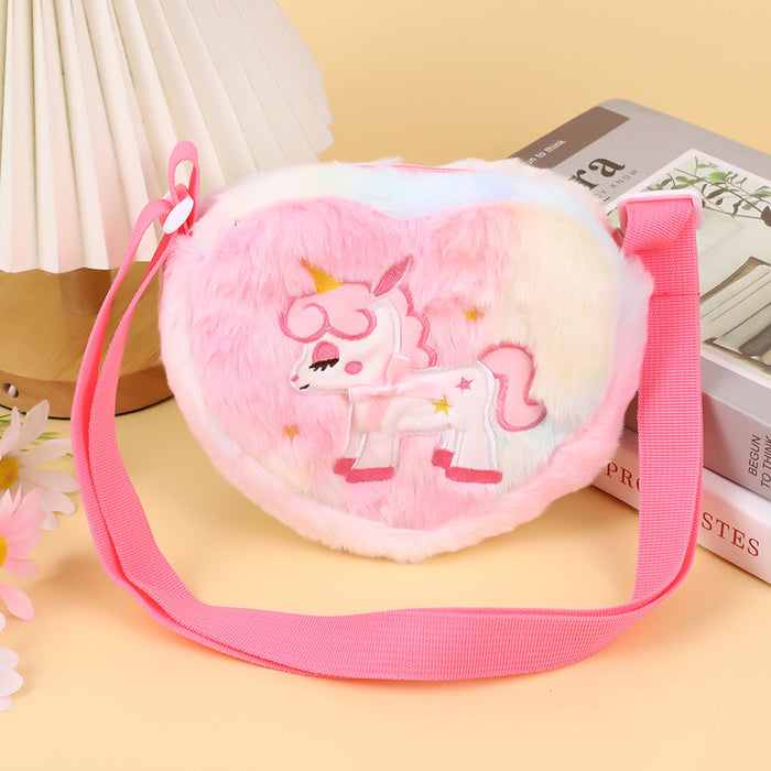 Wholesale Cartoon Cute Plush Small Shoulder Bag Heart Unicorn for Children