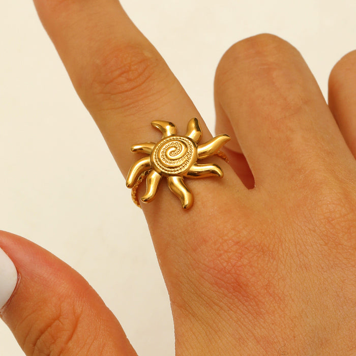 Wholesale Hollow Sun Stainless Steel choker necklace Earrings rings SET