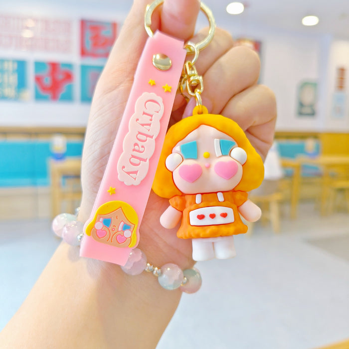 Wholesale Tears Doll Cartoon Keychain Cute Doll Children' s School Bag Pendant Car Keychain Doll Machine Small Gift