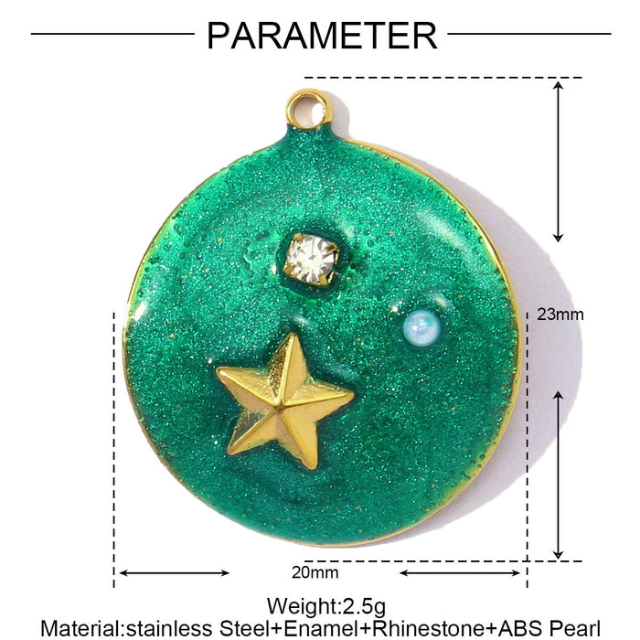 Wholesale Drip Oil Love Flower Star Moon Stainless Steel Pendant Necklace Eye Earrings Stainless Steel Jewelry Pendant