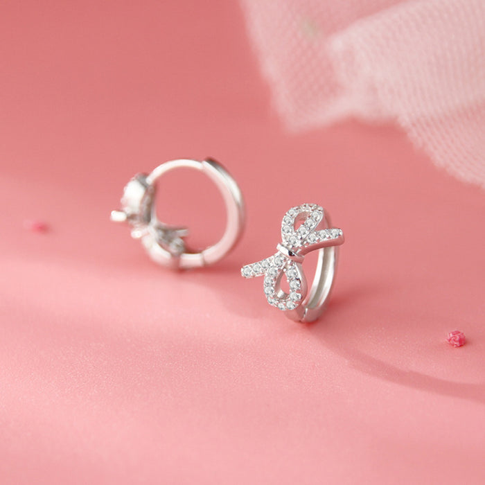 Wholesale Bow earrings, ear buckles, elegant and luxurious zircon earrings, simple and cool style jewelry