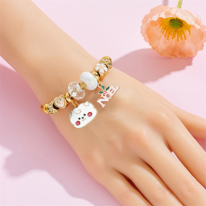Wholesale Christmas Cartoon Reindeer Bell Stainless Steel Bracelet MOQ≥2