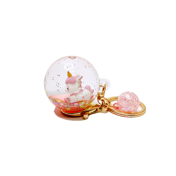 Wholesale Creative liquid oil key chain quicksand key chain crystal ball unicorn floating car cute bag small pendant