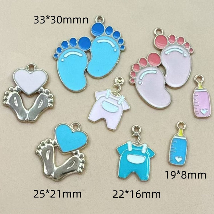 Wholesale 10pcs Baby clothes,  baby bottle,  little feet DIY alloy oil drop earrings,  pendant keychain