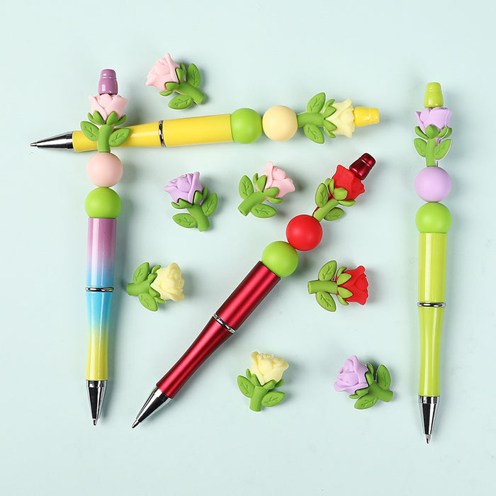 Wholesale 20pcs Stereo Rose Silicone Jewelry Beading Material DIY Bracelet Necklace Flower 3D Silicone Beads