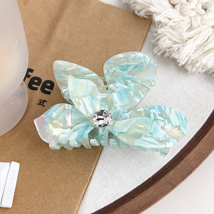 Wholesale Flower Acetate Hair Claw Clip with Rhinestones - Stylish Fashion Accessory