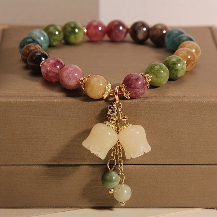 Wholesale Rainbow Lotus Colorful Bracelet with Orchid Pendant