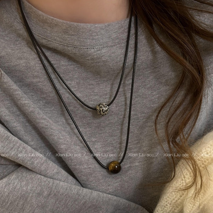 Wholesale Stone black rope  Women's Light luxury  clavicle chain accessories