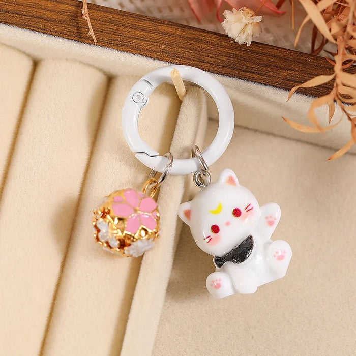 Wholesale Cute Cat Resin Phone Chain Keychain Cartoon Animal Bag Charm Gift For Girls Boutique Resale Accessory